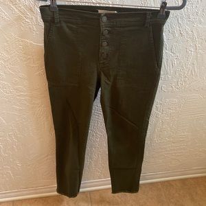 Ann Taylor Loft Button Front High Rise Olive Green Skinny Jeans Size 2